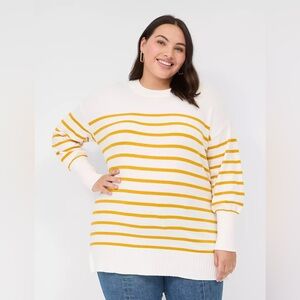 Lane Bryant Striped Yellow and White Women's Sweater